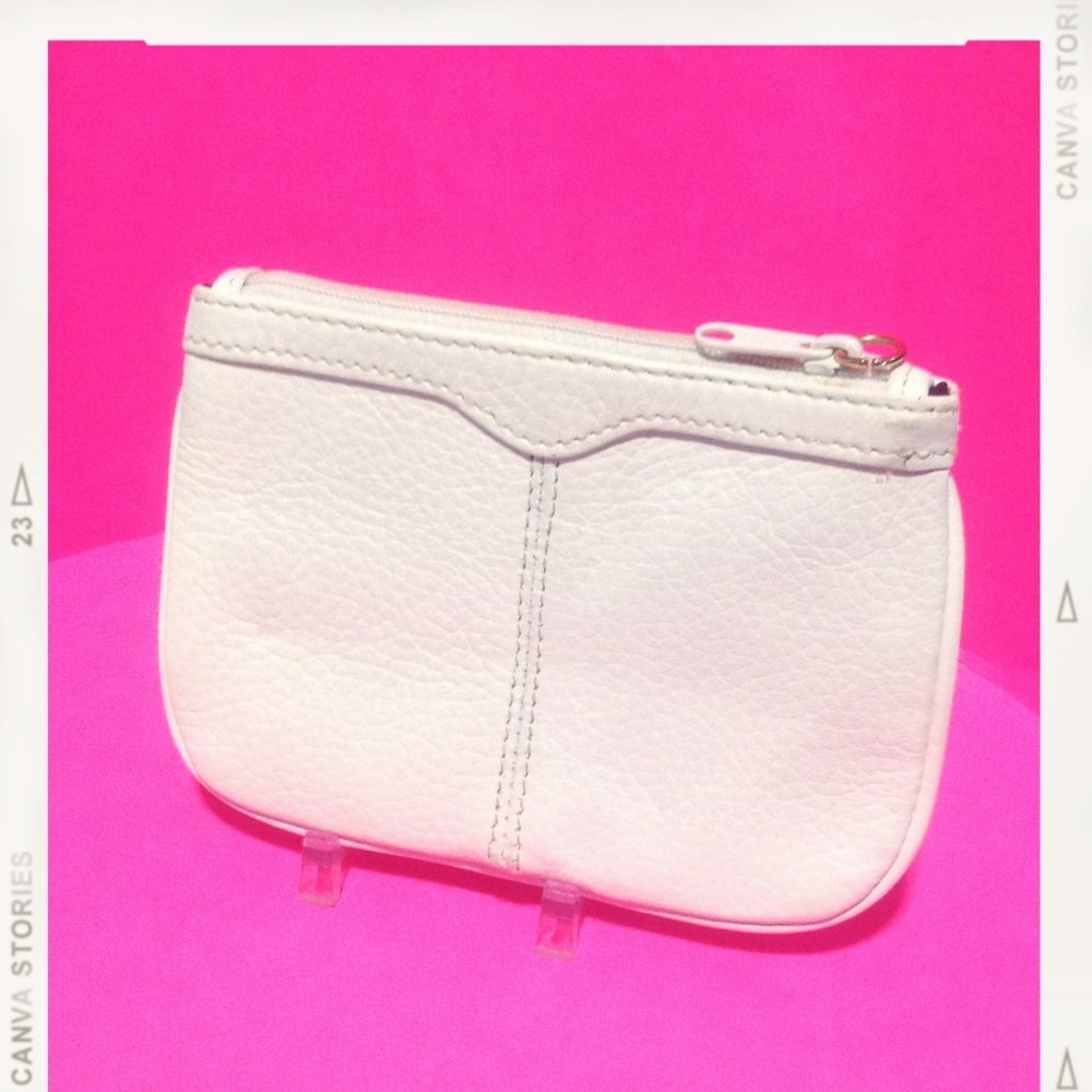 Vintage Faux White Leather Make Up Bag